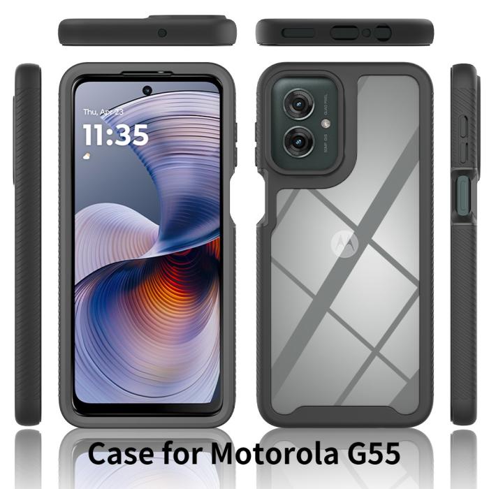 Bild 5,  Motorola Moto G55 5G Skal Hybrid 360 Shockproof Svart - Teknikhallen.se