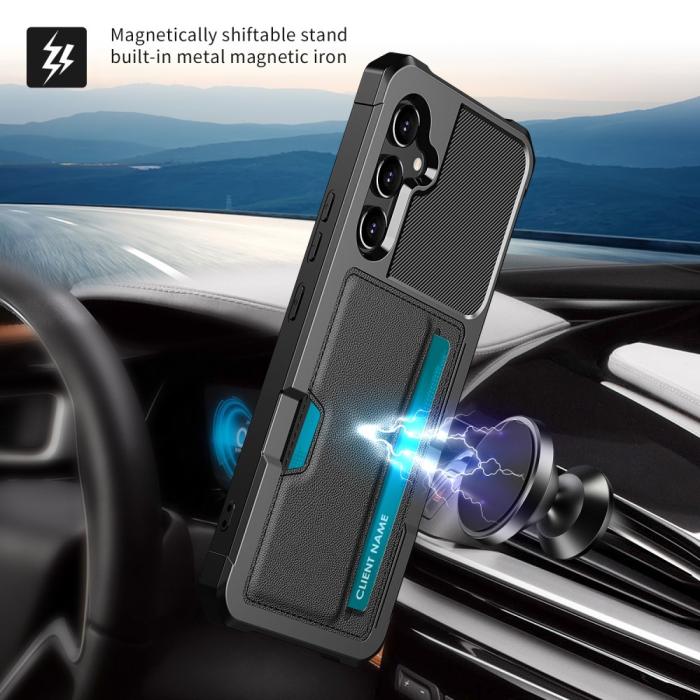 Bild 6,  Samsung Galaxy S25 Plus Skal Med Korthållare Läder Svart - Teknikhallen.se