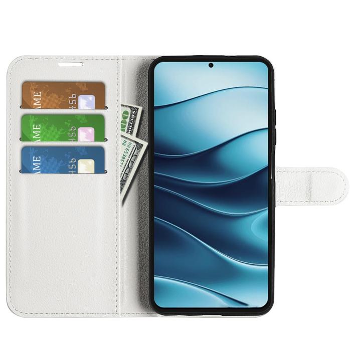 Bild 2,  Xiaomi Redmi Note 14 5G Fodral Litchi Läder Vit - Teknikhallen.se