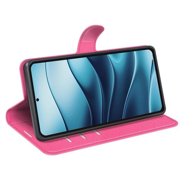 Bild 3,  Xiaomi Redmi Note 14 5G Fodral Litchi Läder Rosa - Teknikhallen.se