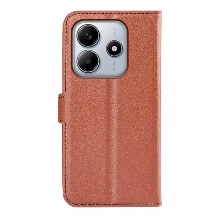 Bild 6,  Xiaomi Redmi Note 14 5G Fodral Litchi Läder Brun - Teknikhallen.se