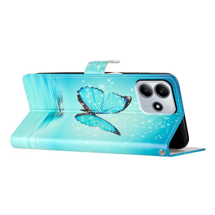 Bild 3,  Xiaomi Redmi Note 14 5G Fodral Med Tryck Blå Fjäril - Teknikhallen.se