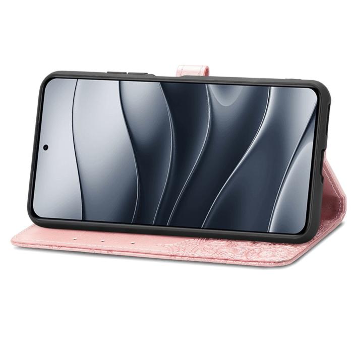 Bild 3,  Xiaomi Redmi Note 14 5G Fodral Läder Mandala Tryck Roséguld - Teknikhallen.se