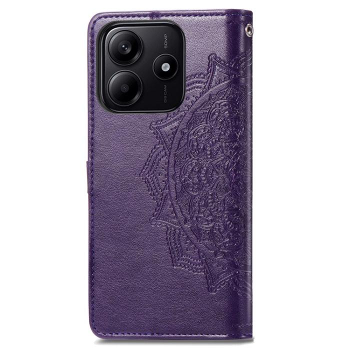 Bild 6,  Xiaomi Redmi Note 14 5G Fodral Läder Mandala Tryck Mörk Lila - Teknikhallen.se