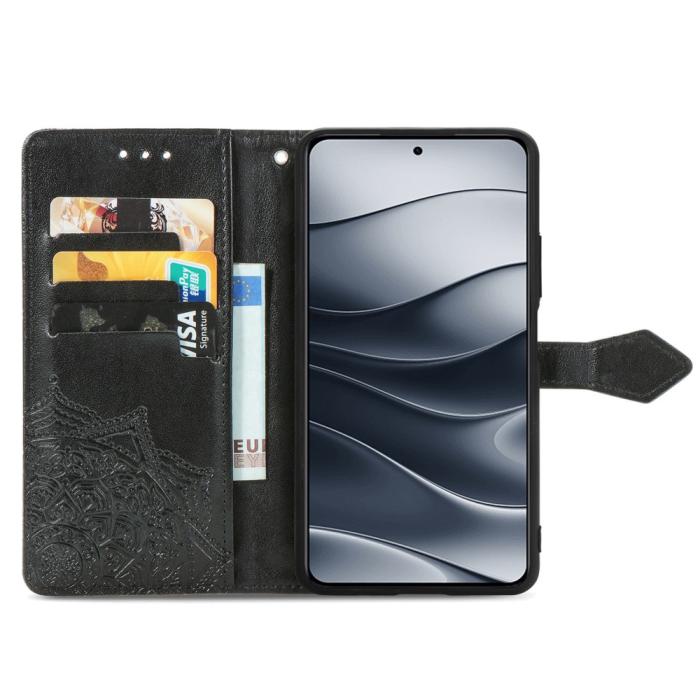 Bild 2,  Xiaomi Redmi Note 14 5G Fodral Läder Mandala Tryck Svart - Teknikhallen.se