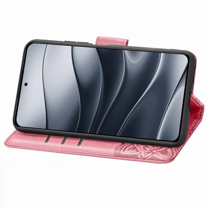 Bild 3,  Xiaomi Redmi Note 14 5G Fodral Läder Fjäril Tryck Rosa - Teknikhallen.se