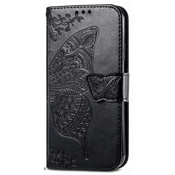 Bild 6,  Xiaomi Redmi Note 14 5G Fodral Läder Fjäril Tryck Svart - Teknikhallen.se