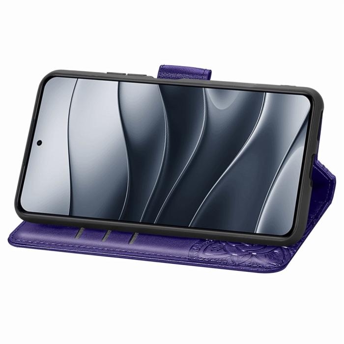 Bild 3,  Xiaomi Redmi Note 14 5G Fodral Läder Fjäril Tryck Mörk Lila - Teknikhallen.se