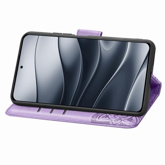 Bild 3,  Xiaomi Redmi Note 14 5G Fodral Läder Fjäril Tryck Lila - Teknikhallen.se