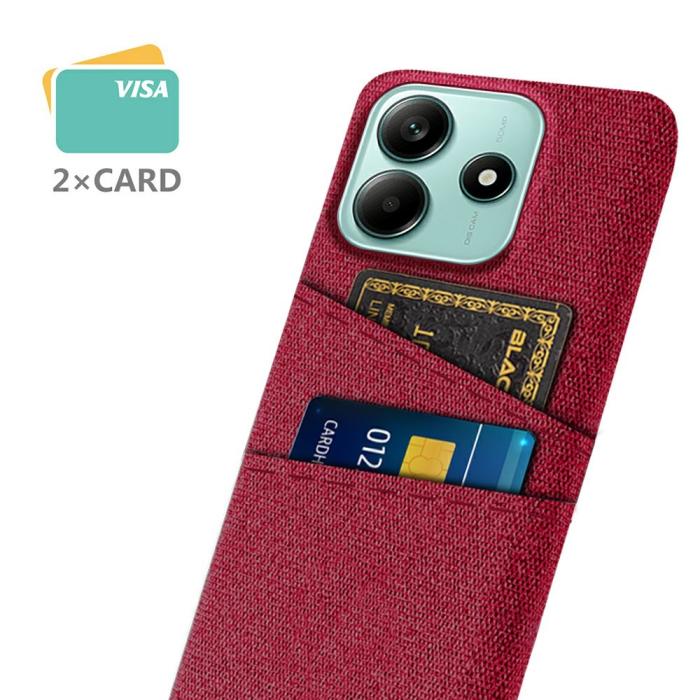 Bild 2,  Xiaomi Redmi Note 14 5G Skal Med Kortfack Tygbelagt Röd - Teknikhallen.se