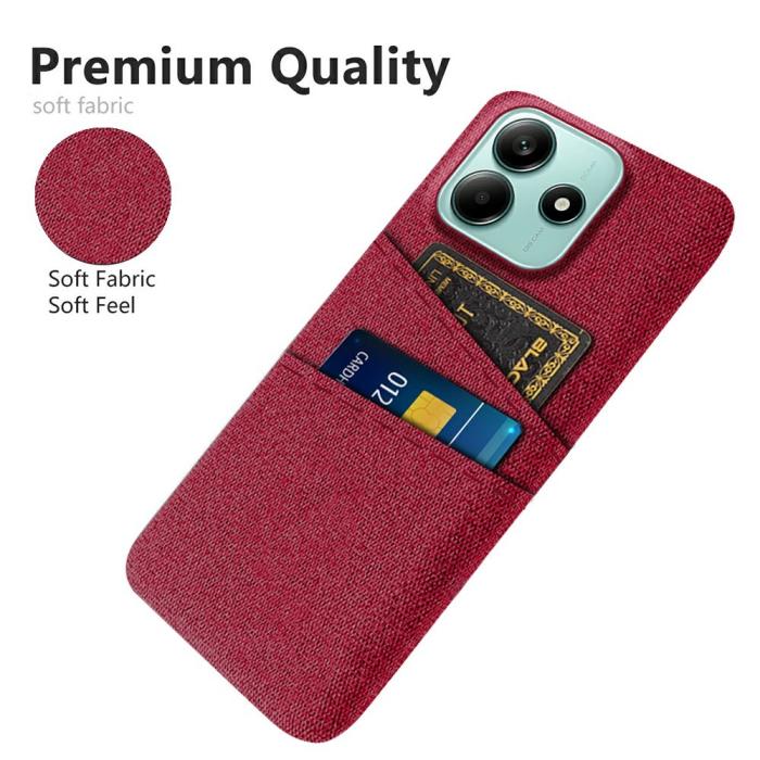 Bild 3,  Xiaomi Redmi Note 14 5G Skal Med Kortfack Tygbelagt Röd - Teknikhallen.se