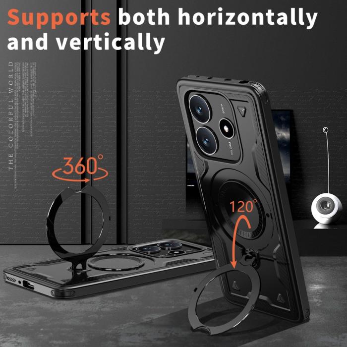 Bild 2,  Xiaomi Redmi Note 14 5G Skal MagSafe Kickstand Hybrid Svart - Teknikhallen.se