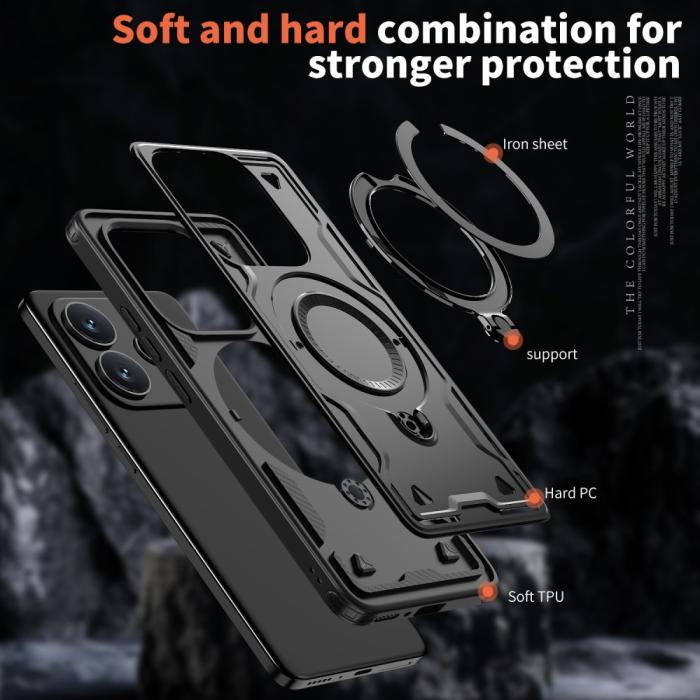 Bild 6,  Xiaomi Redmi Note 14 5G Skal MagSafe Kickstand Hybrid Svart - Teknikhallen.se