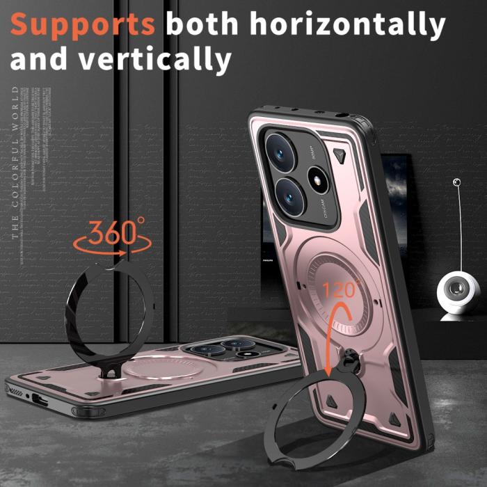 Bild 2,  Xiaomi Redmi Note 14 5G Skal MagSafe Kickstand Hybrid Roséguld - Teknikhallen.se