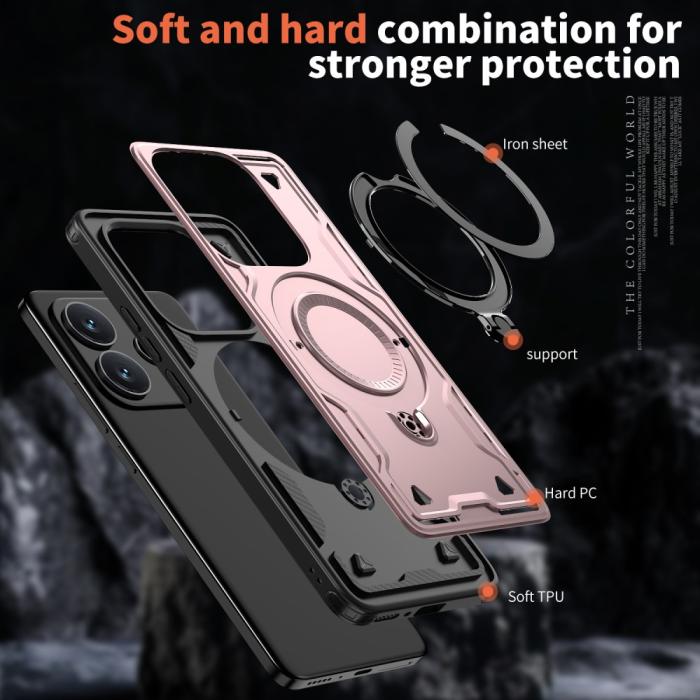 Bild 6,  Xiaomi Redmi Note 14 5G Skal MagSafe Kickstand Hybrid Roséguld - Teknikhallen.se