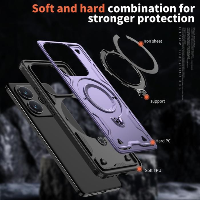 Bild 6,  Xiaomi Redmi Note 14 5G Skal MagSafe Kickstand Hybrid Lila - Teknikhallen.se