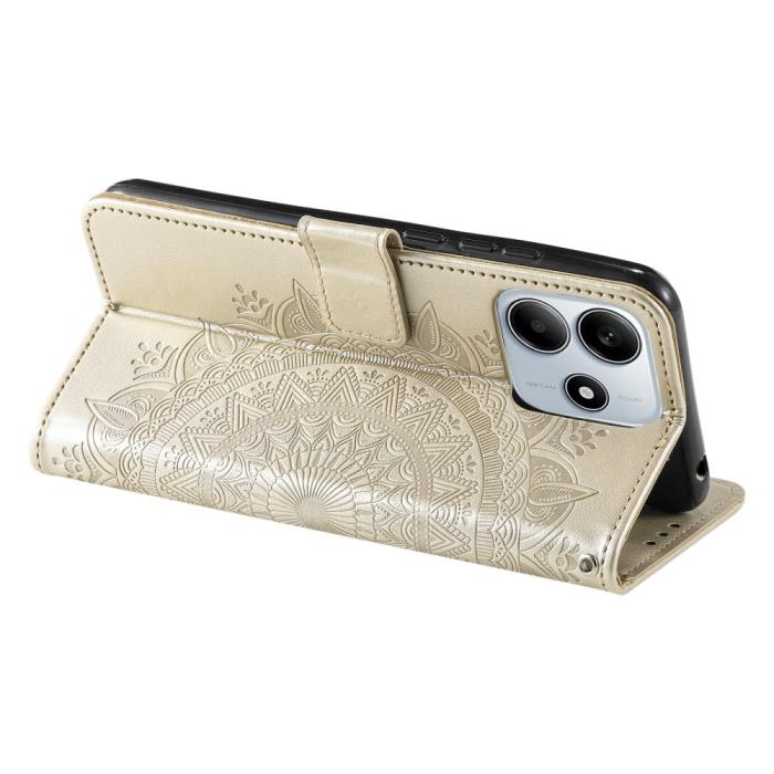 Bild 4,  Xiaomi Redmi Note 14 5G Fodral Mandala Läder Guld - Teknikhallen.se