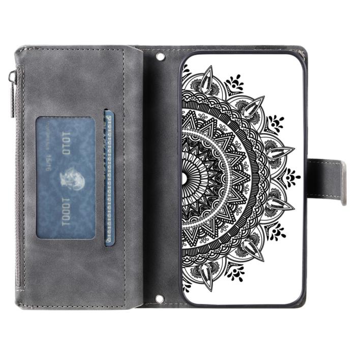 Bild 3,  Xiaomi Redmi Note 14 5G Fodral Mandala Läder Grå - Teknikhallen.se