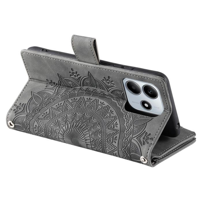 Bild 4,  Xiaomi Redmi Note 14 5G Fodral Mandala Läder Grå - Teknikhallen.se