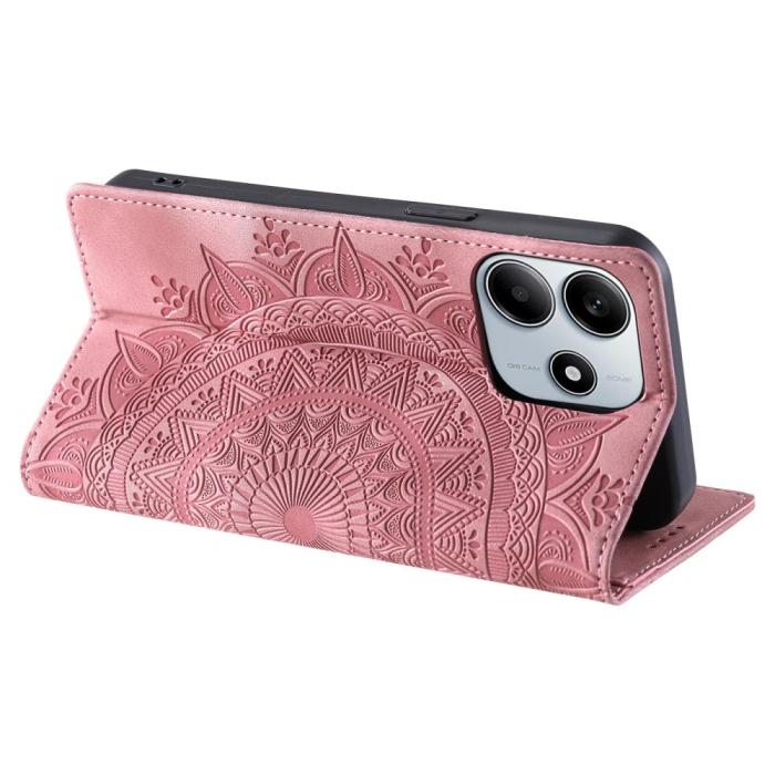 Bild 3,  Xiaomi Redmi Note 14 4G Fodral Flip Mandala Läder Roséguld - Teknikhallen.se
