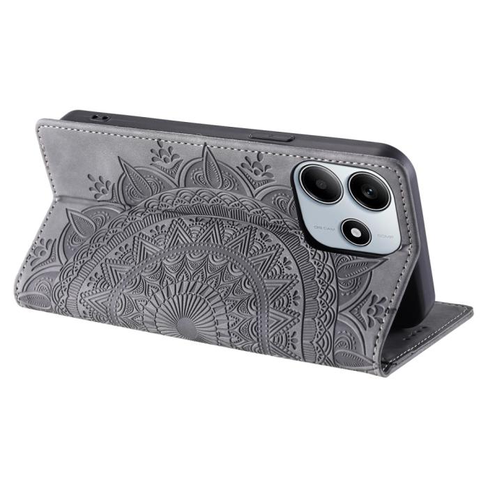 Bild 3,  Xiaomi Redmi Note 14 4G Fodral Flip Mandala Läder Grå - Teknikhallen.se