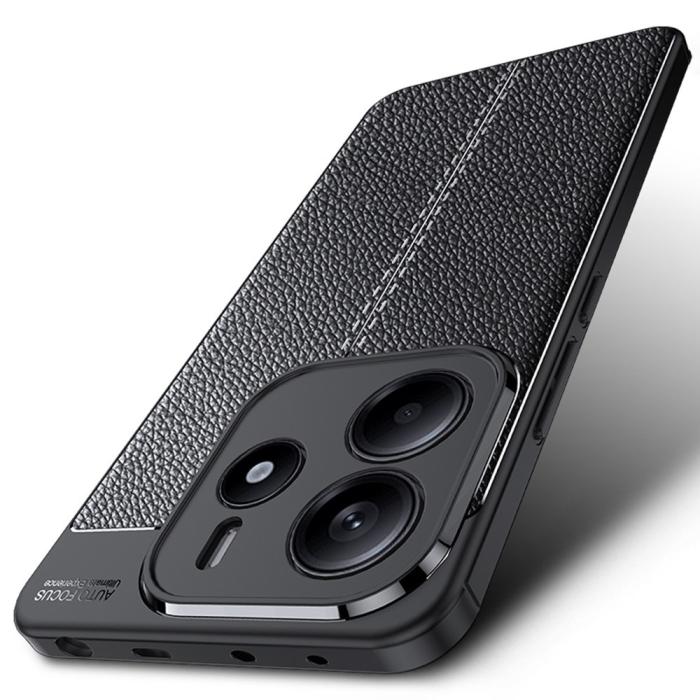 Bild 2,  Xiaomi Redmi Note 14 5G Skal Litchi Textur Svart - Teknikhallen.se