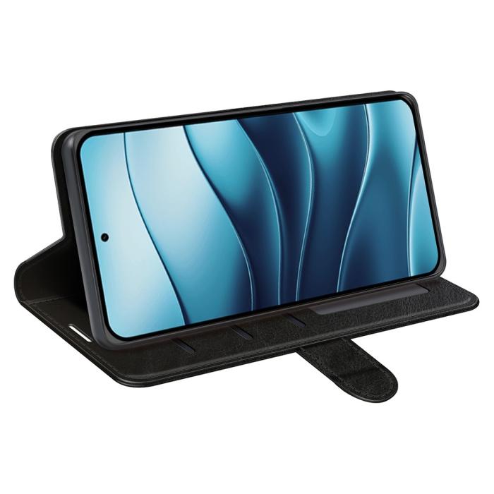 Bild 3,  Xiaomi Redmi Note 14 4G Fodral Crazy Horse Läder Svart - Teknikhallen.se