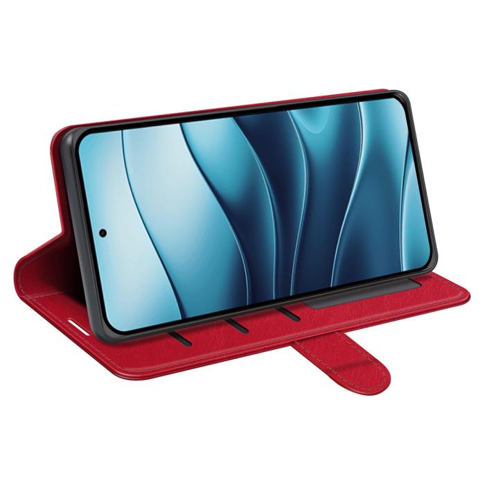Bild 3,  Xiaomi Redmi Note 14 4G Fodral Crazy Horse Läder Röd - Teknikhallen.se