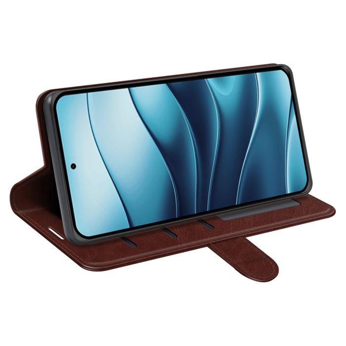 Bild 3,  Xiaomi Redmi Note 14 4G Fodral Crazy Horse Läder Brun - Teknikhallen.se