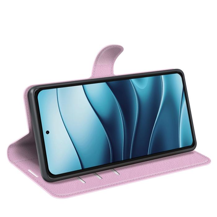 Bild 3,  Xiaomi Redmi Note 14 4G Fodral Litchi Läder Ljus Rosa - Teknikhallen.se