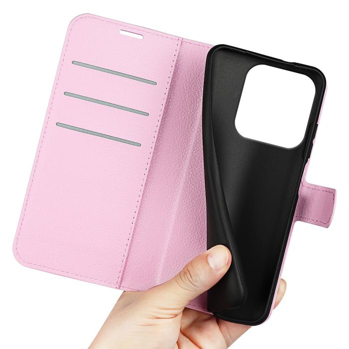 Bild 4,  Xiaomi Redmi Note 14 4G Fodral Litchi Läder Ljus Rosa - Teknikhallen.se