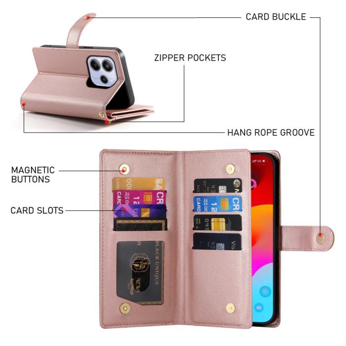 Bild 3,  Xiaomi Redmi Note 14 4G Fodral Multifunktionell Roséguld - Teknikhallen.se
