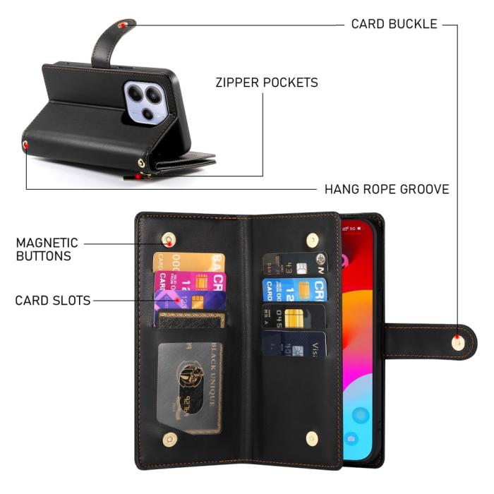 Bild 3,  Xiaomi Redmi Note 14 4G Fodral Multifunktionell Svart - Teknikhallen.se