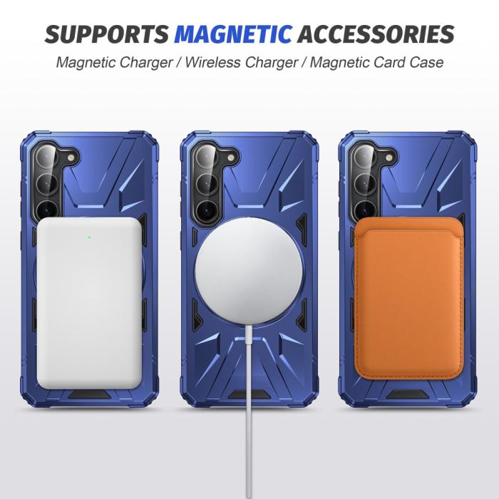 Bild 3,  Samsung Galaxy S25/S24 Skal MagSafe Kickstand Hybrid Blå - Teknikhallen.se