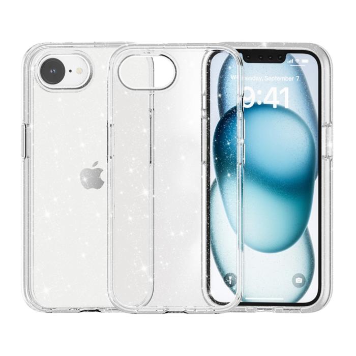 Bild 6,  iPhone 17e / 16e Skal Glitter Shockproof Transparent - Teknikhallen.se