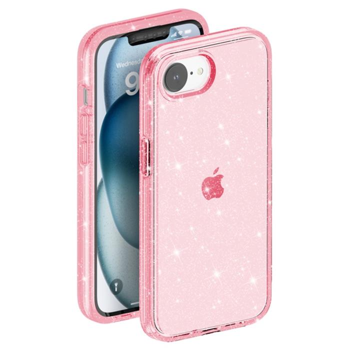 Bild 4,  iPhone 17e / 16e Skal Glitter Shockproof Rosa - Teknikhallen.se