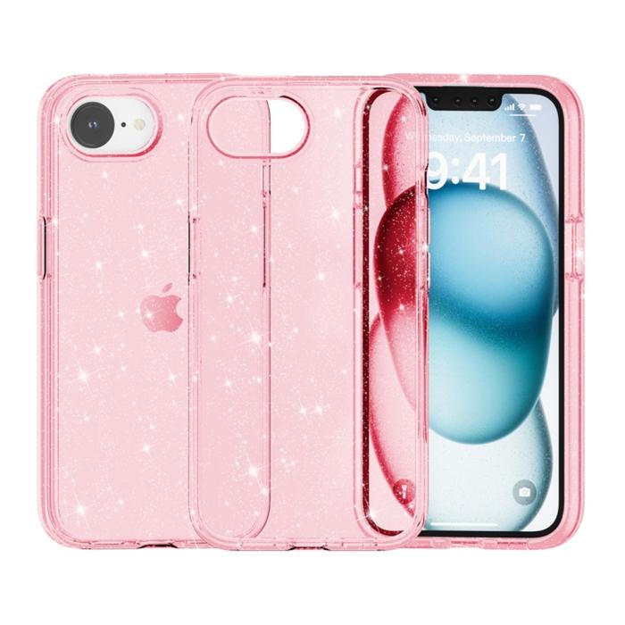 Bild 6,  iPhone 17e / 16e Skal Glitter Shockproof Rosa - Teknikhallen.se