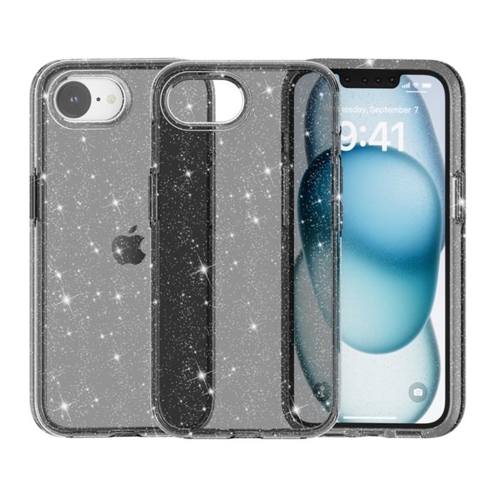 Bild 6,  iPhone 17e / 16e Skal Glitter Shockproof Svart - Teknikhallen.se