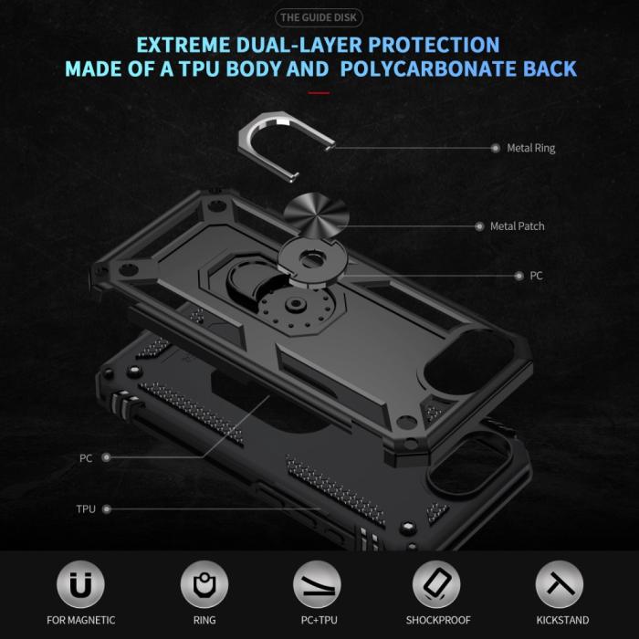 Bild 5,  iPhone 17e / 16e Skal Shockproof Hybrid Ring Svart - Teknikhallen.se