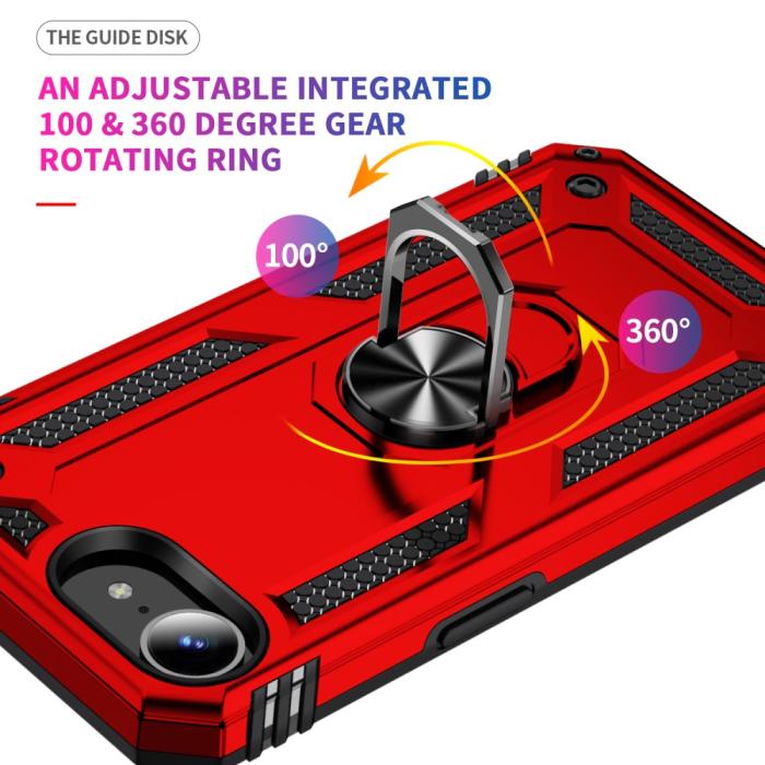 Bild 4,  iPhone 17e / 16e Skal Shockproof Hybrid Ring Röd - Teknikhallen.se
