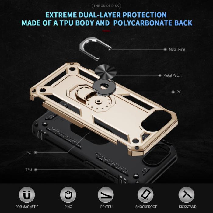 Bild 5,  iPhone 17e / 16e Skal Shockproof Hybrid Ring Guld - Teknikhallen.se