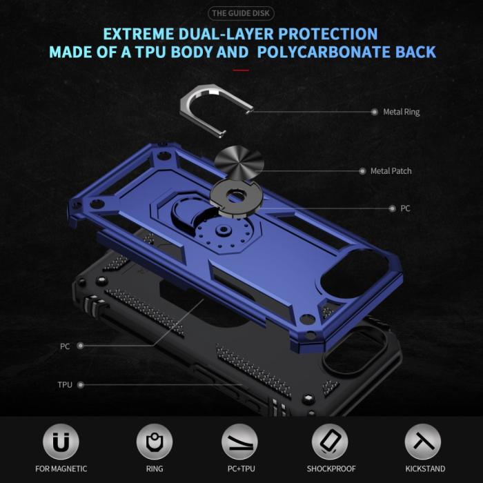 Bild 5,  iPhone 17e / 16e Skal Shockproof Hybrid Ring Blå - Teknikhallen.se