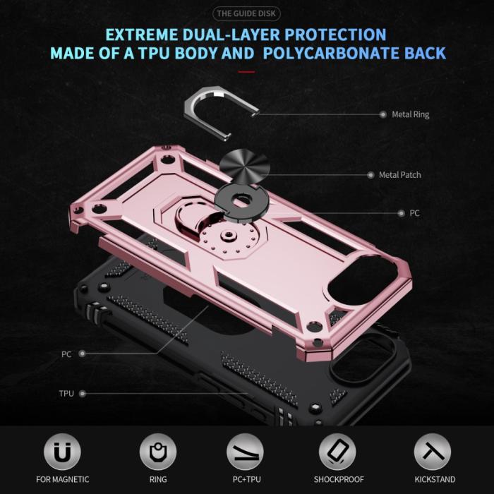 Bild 5,  iPhone 17e / 16e Skal Shockproof Hybrid Ring Roséguld - Teknikhallen.se