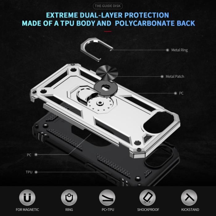 Bild 5,  iPhone 17e / 16e Skal Shockproof Hybrid Ring Silver - Teknikhallen.se