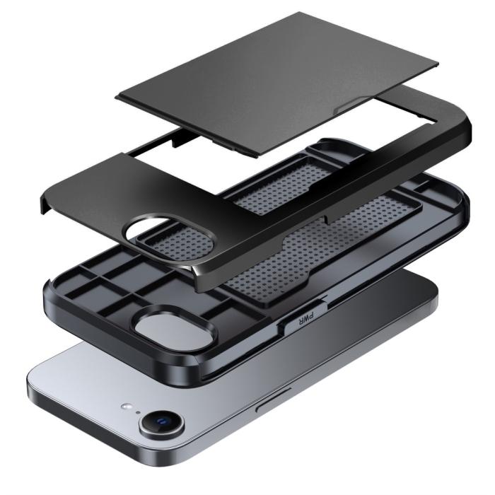 Bild 2,  iPhone 17e / 16e Skal Hybrid Med Kortfack Svart - Teknikhallen.se