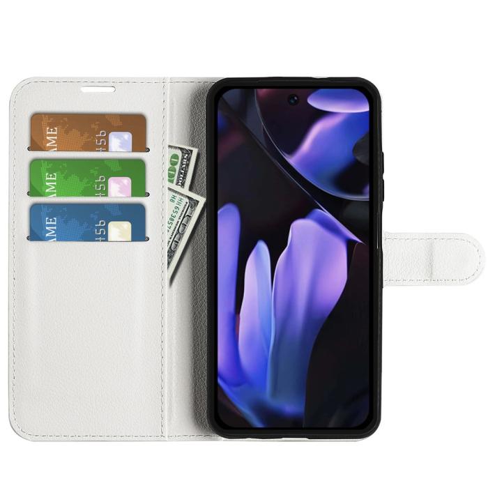Bild 2,  Google Pixel 9a Fodral Litchi Läder Vit - Teknikhallen.se