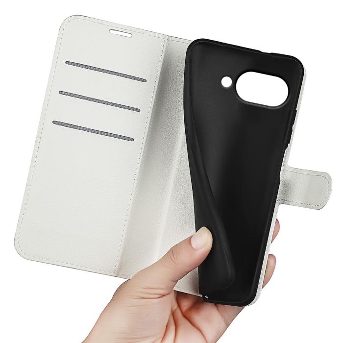 Bild 4,  Google Pixel 9a Fodral Litchi Läder Vit - Teknikhallen.se