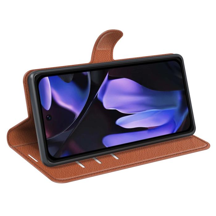 Bild 3,  Google Pixel 9a Fodral Litchi Läder Brun - Teknikhallen.se