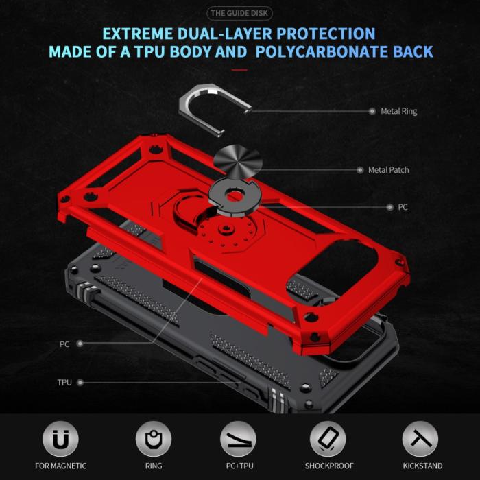 Bild 3,  Google Pixel 9a Skal Shockproof Hybrid Ring Röd - Teknikhallen.se