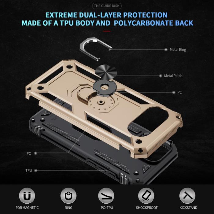 Bild 3,  Google Pixel 9a Skal Shockproof Hybrid Ring Guld - Teknikhallen.se